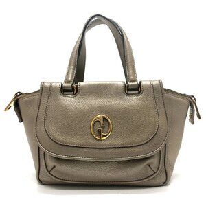GUCCI 282481 GG Double G Detail Hand Bag Leather Gold